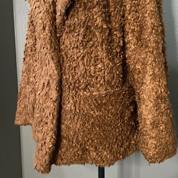 Divided H&M Brown Faux Fur Single Button Jacket Coat - Picture 3 of 11